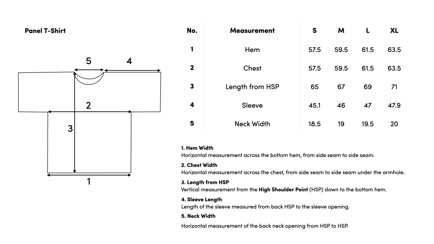 Size guide for John Pawson Panel