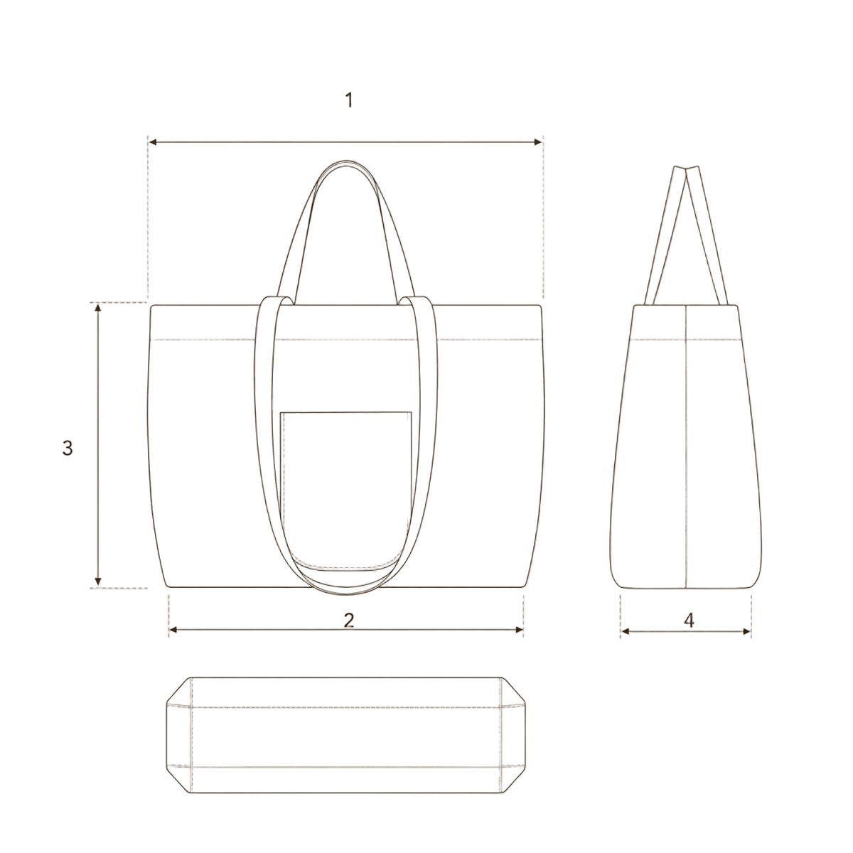 Daily Tote / Black technical dimensions drawing